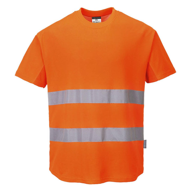 Portwest C394 Class 2 Hi-Vis Cotton Comfort Mesh Insert T-Shirt S/S
