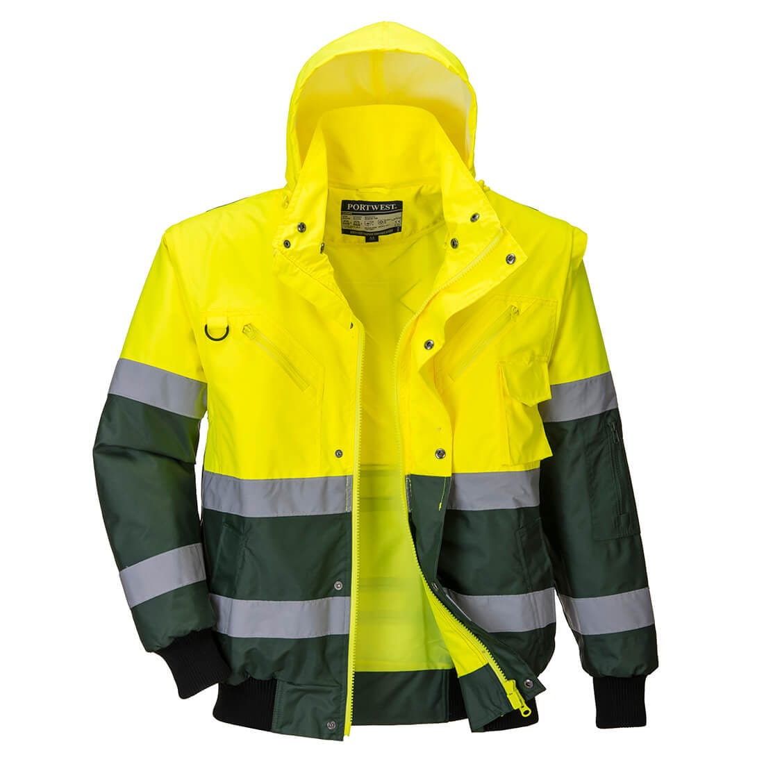 Portwest C565 Class 2 Hi-Vis 3-in-1 X Back Contrast Bomber Jacket