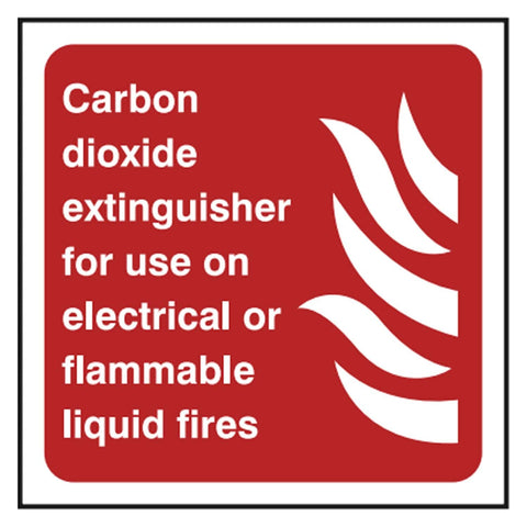 carbon-dioxide-exinguisher-for-use-on-electrical-or-flammable-liquid-fires-safety-equipment-signs-emergency-exit-fire-extinguisher-signage-evacuation-escape-hazard-identify-locate-instruct-alarm-prevention-assembly-regulations-compliance-gear-self-adhesive-rigid-PVC-foam-high-impact-polystyrene-photoluminescent-polycarbonate