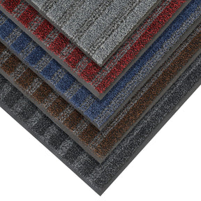 Cero Plus scraper mats in black, red, blue, brown and grey fanned out to show all five colourways