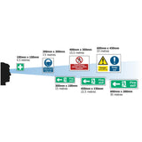 nhs-estate-exit-down-right-arrow-safety-extinguisher-signage-fire-evacuation-escape-hazard-identify-locate-instruct-alarm-prevention-regulations-compliance-gear-self-adhesive-rigid-PVC-foam-high-impact-polystyrene-photoluminescent-polycarbonate