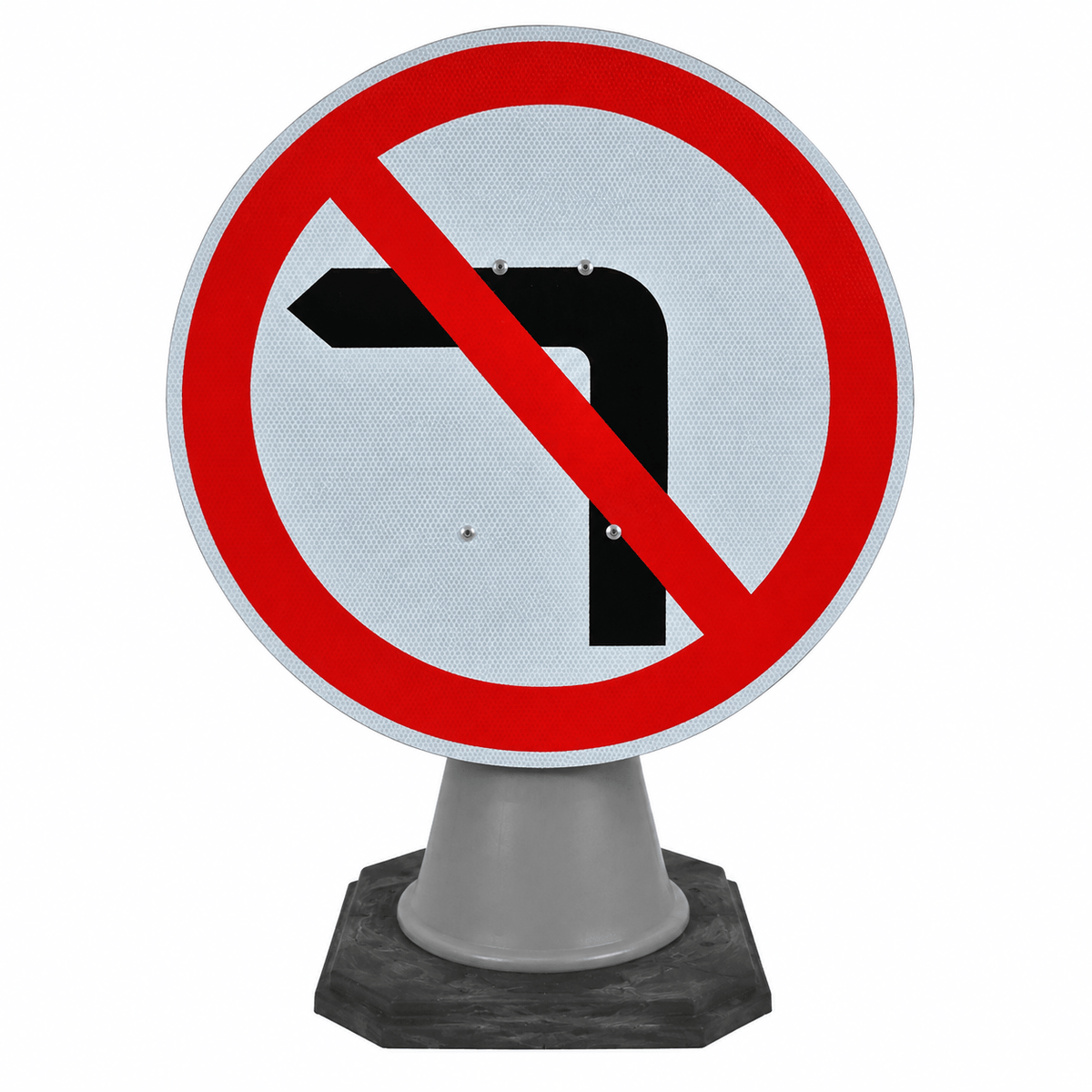No Left Turn 750mm Circle Cone Sign (Single Cone) 613
