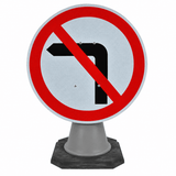 No Left Turn 750mm Circle Cone Sign (Single Cone) 613