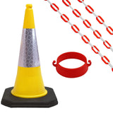 Cone-Chain-Barrier-Kit-Road-cones-Chain-holders-Chains-Traffic-control-equipment-Safety-barriers-Crowd-control-barriers-Road-safety-products-Construction-site-equipment-Barrier-systems-750mm-red-white