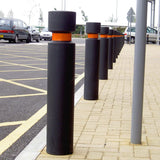 EB100-DDA-compliant-plastic-bollards-BS83002001-retail-parks-accessible-disability-friendly-visually-impaired-traffic-bollard-durable-high-visibility-contrasting-reflective-colour-sleeve-galvanised-steel-car-parks-shopping-centres-MDPE-recyclable