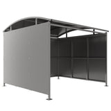 dogford-multi-use-shelter-galvanised-sheet-clad-bike-shelter-outdoor-bicycle-cycle-secure-steel-commercial-weatherproof-durable-enclosure-schools-university-college-flanged-base-plates-bolt-down-trolley-sport-spectators-pay-display-ev-charge-waiting-passenger