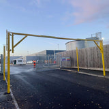 double-leaf-opening-fixed-height-restriction-barriers-goalposts-vehicle-gates-overhead-low-clearance-systems-access-control-warning-enforcement-car-parks-toll-booths-truck-hgv-stops-airports-industrial-sites-warehouses-theme-parks-commercial-residential-shopping-centres-stadium-parking