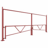 double-fixed-height-restrictor-with-swing-gate-overhead-galvanised-powder-coated-custom-colour-low-clearance-vehicle-gates-access-control-toll-booths-car-parks-enforcement-HGV-warning-industrial-commercial-sites-warehouses-theme-parks-residential-shopping-centres-stadium-parking