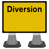 Diversion Sign 1050 x 750mm Cone Sign (Double Cone)