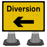 Diversion Left 1050 x 750mm Cone Sign (Double Cone) 2702