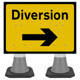 Diversion Right 1050x750mm Cone Sign (Double Cone) 2702a
