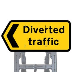 Diverted Traffic Chevron Left Quick Fit Sign Face Diagram
