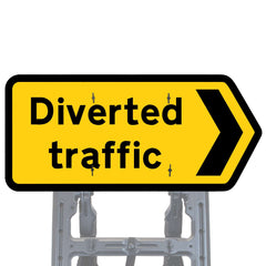 Diverted Traffic Chevron Right Quick Fit Sign Face Diagram