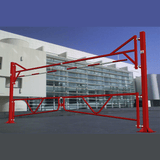 Double Swing Height Restrictor with Swing Gate to limit access. Spans two carriageways