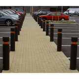 EB100-DDA-compliant-plastic-bollards-BS83002001-retail-parks-accessible-disability-friendly-visually-impaired-traffic-bollard-durable-high-visibility-contrasting-reflective-colour-sleeve-galvanised-steel-car-parks-shopping-centres-MDPE-recyclable