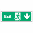 nhs-estate-fire-exit-down-arrow-safety-extinguisher-signage-evacuation-escape-hazard-identify-locate-instruct-alarm-prevention-regulations-compliance-gear-self-adhesive-rigid-PVC-foam-high-impact-polystyrene-photoluminescent-polycarbonate