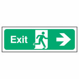 nhs-estate-fire-exit-right-arrow-safety-extinguisher-signage-evacuation-escape-hazard-identify-locate-instruct-alarm-prevention-regulations-compliance-gear-self-adhesive-rigid-PVC-foam-high-impact-polystyrene-photoluminescent-polycarbonate
