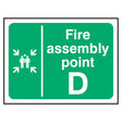 fire-assembly-point-D-safety-extinguisher-signage-evacuation-escape-hazard-identify-locate-instruct-alarm-prevention-assembly-regulations-compliance-gear-self-adhesive-rigid-PVC-foam-high-impact-polystyrene-photoluminescent-polycarbonate