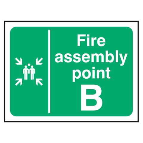 fire-assembly-point-B-safety-extinguisher-signage-evacuation-escape-hazard-identify-locate-instruct-alarm-prevention-assembly-regulations-compliance-gear-self-adhesive-rigid-PVC-foam-high-impact-polystyrene-photoluminescent-polycarbonate