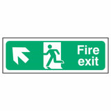 nhs-estate-exit-up-left-arrow-safety-extinguisher-signage-fire-evacuation-escape-hazard-identify-locate-instruct-alarm-prevention-regulations-compliance-gear-self-adhesive-rigid-PVC-foam-high-impact-polystyrene-photoluminescent-polycarbonate