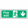 fire-exit-sign-down-arrow-emergency-fire-extinguisher-signage-evacuation-escape-hazard-identify-locate-instruct-alarm-prevention-assembly-regulations-compliance-gear-self-adhesive-rigid-PVC-foam-high-impact-polystyrene-photoluminescent-polycarbonate