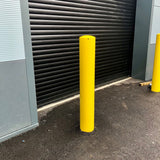 fixed-round-plain-bollard-crash-impact-high-anti-ram-vehicle-safety-perimeter-security-galvanised-steel-powder-coated-tested-heavy-duty-outdoor-street-furniture-pedestrian-modern-urban-public-space-carpark-building-protection-commercial-industrial