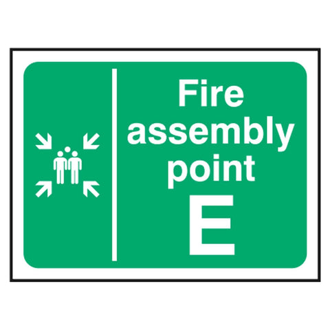 fire-assembly-point-E-safety-extinguisher-signage-evacuation-escape-hazard-identify-locate-instruct-alarm-prevention-assembly-regulations-compliance-gear-self-adhesive-rigid-PVC-foam-high-impact-polystyrene-photoluminescent-polycarbonate