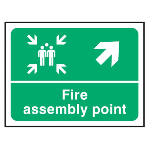 fire-assembly-up-right-arrow-safety-extinguisher-signage-evacuation-escape-hazard-identify-locate-instruct-alarm-prevention-regulations-compliance-gear-self-adhesive-rigid-PVC-foam-high-impact-polystyrene-photoluminescent-polycarbonate