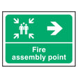 fire-assembly-point-left-arrow-safety-extinguisher-signage-evacuation-escape-hazard-identify-locate-instruct-alarm-prevention-regulations-compliance-gear-self-adhesive-rigid-PVC-foam-high-impact-polystyrene-photoluminescent-polycarbonate