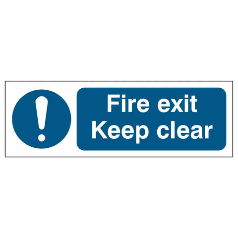 fire-exit-keep-clear-door-sign-safety-extinguisher-signage-fire-evacuation-escape-hazard-identify-locate-instruct-alarm-prevention-regulations-compliance-gear-self-adhesive-rigid-PVC-foam-high-impact-polystyrene-photoluminescent-polycarbonate