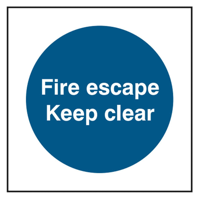 fire-escape-keep-clear-door-sign-safety-extinguisher-signage-fire-evacuation-escape-hazard-identify-locate-instruct-alarm-prevention-regulations-compliance-gear-self-adhesive-rigid-PVC-foam-high-impact-polystyrene-photoluminescent-polycarbonate