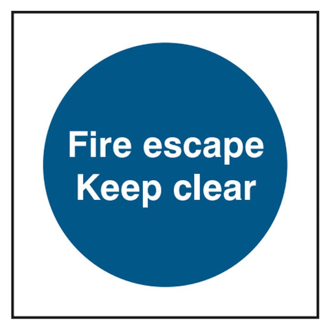 fire-escape-keep-clear-door-sign-safety-extinguisher-signage-fire-evacuation-escape-hazard-identify-locate-instruct-alarm-prevention-regulations-compliance-gear-self-adhesive-rigid-PVC-foam-high-impact-polystyrene-photoluminescent-polycarbonate