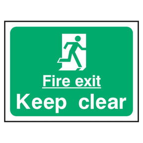 fire-exit-keep-clear-fire-safety-extinguisher-signage-evacuation-escape-hazard-identify-locate-instruct-alarm-prevention-assembly-regulations-compliance-gear-self-adhesive-rigid-PVC-foam-high-impact-polystyrene-photoluminescent-polycarbonate