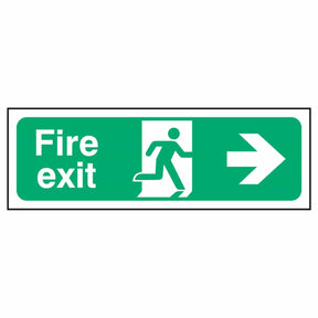 fire-exit-sign-right-arrow-emergency-fire-extinguisher-signage-evacuation-escape-hazard-identify-locate-instruct-alarm-prevention-assembly-regulations-compliance-gear-self-adhesive-rigid-PVC-foam-high-impact-polystyrene-photoluminescent-polycarbonate