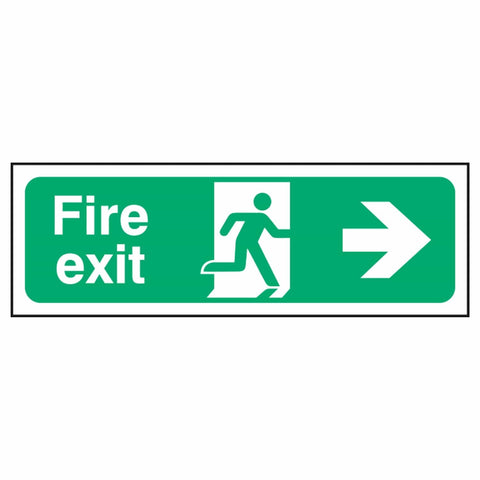 fire-exit-sign-right-arrow-emergency-fire-extinguisher-signage-evacuation-escape-hazard-identify-locate-instruct-alarm-prevention-assembly-regulations-compliance-gear-self-adhesive-rigid-PVC-foam-high-impact-polystyrene-photoluminescent-polycarbonate