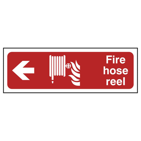 fire-hose-reel-left-arrow-sign-emergency-exit-fire-extinguisher-signage-evacuation-escape-hazard-identify-locate-instruct-alarm-prevention-assembly-regulations-compliance-gear-self-adhesive-rigid-PVC-foam-high-impact-polystyrene-photoluminescent-polycarbonate