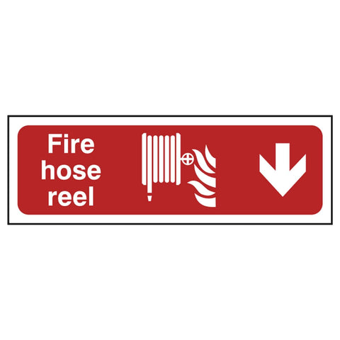 fire-hose-reel-down-arrow-sign-emergency-exit-fire-extinguisher-signage-evacuation-escape-hazard-identify-locate-instruct-alarm-prevention-assembly-regulations-compliance-gear-self-adhesive-rigid-PVC-foam-high-impact-polystyrene-photoluminescent-polycarbonate