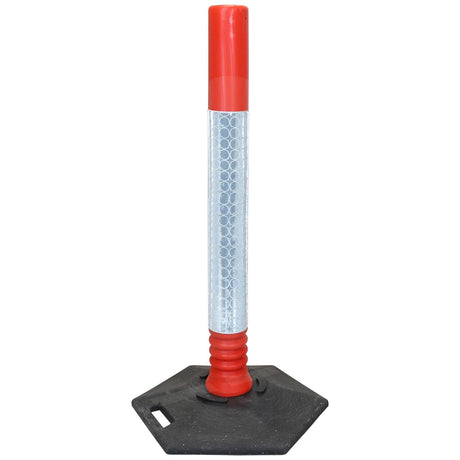 flexi-cylinder-defiance-base-delineator-post-self-righting-melba-swintex-traffic-control-flexible-vehicle-impact-guidance-safety-reflective-highway-uv-resistant-plastic-bollard-pedestrian-starlux-bolt-down-bitumin-pad-adhesive-durable-heavy-duty
