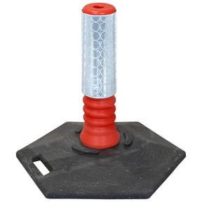 flexi-cylinder-defiance-base-delineator-post-self-righting-melba-swintex-traffic-control-flexible-vehicle-impact-guidance-safety-reflective-highway-uv-resistant-plastic-bollard-pedestrian-starlux-bolt-down-bitumin-pad-adhesive-durable-heavy-duty
