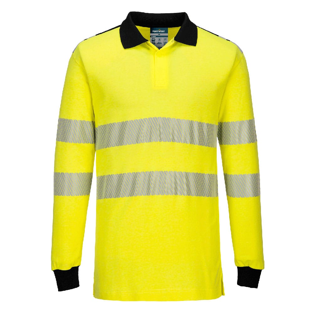 Portwest FR702 PW3 Modaflame Knit Hi-Vis FR Long Sleeve Polo Shirt