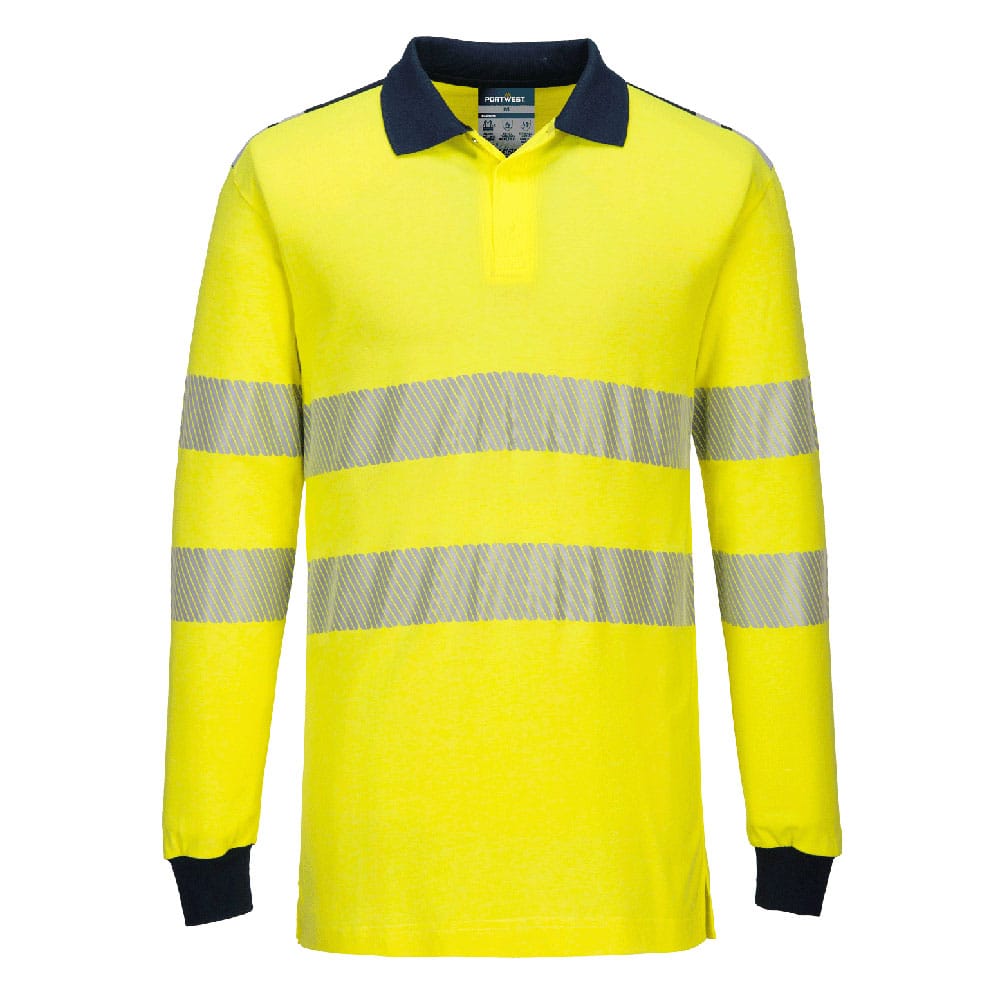 Portwest FR702 PW3 Modaflame Knit Hi-Vis FR Long Sleeve Polo Shirt