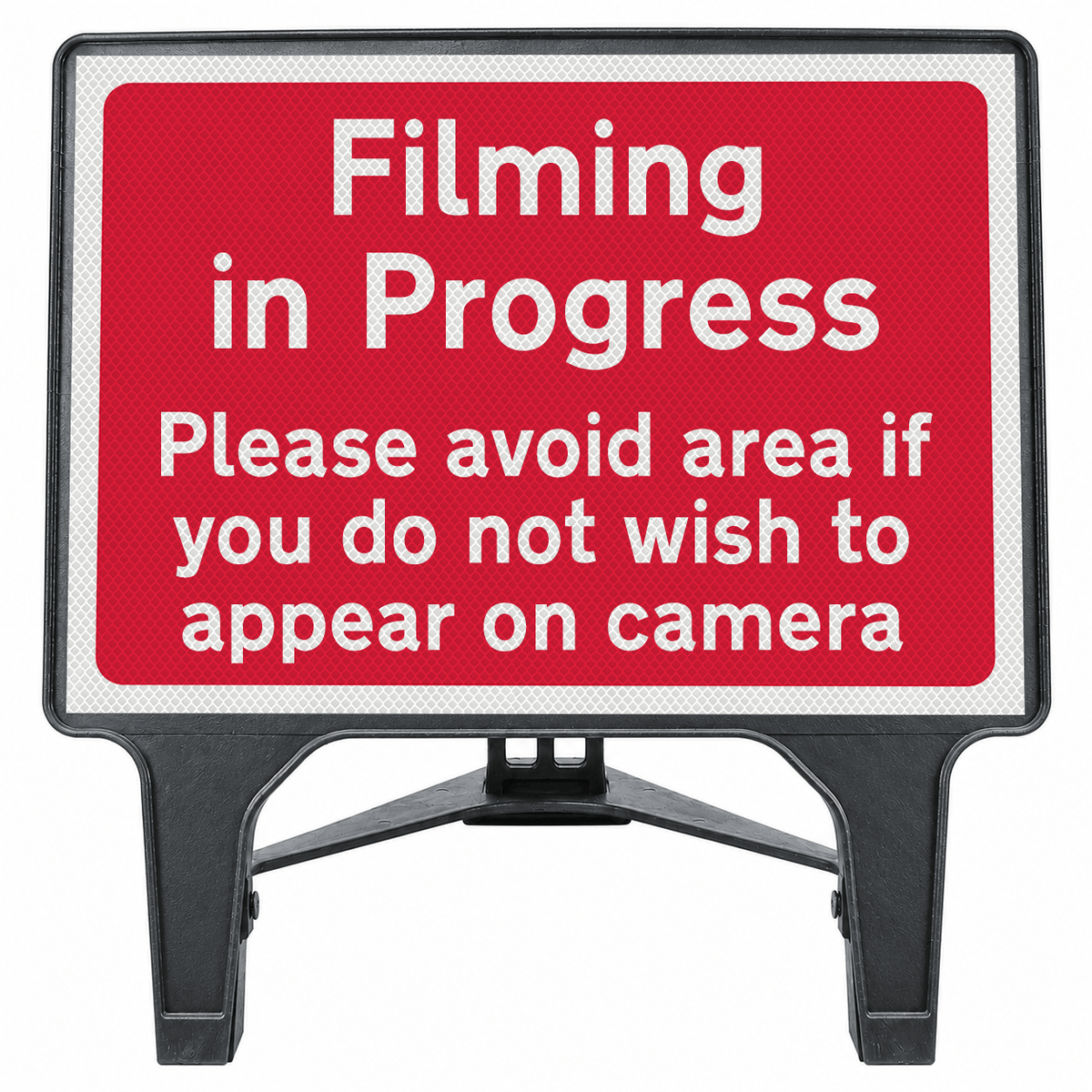 Filming in Progress Please avoid area if you do not wish to appear on camera 1050x750mm Q-Sign
