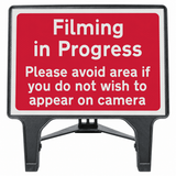 Filming in Progress Please avoid area if you do not wish to appear on camera 1050x750mm Q-Sign