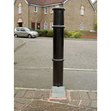 GFC3000-ornamental-galvanised-steel-bollard-ragged-flanged-removable-bolt-down-concrete-cast-in-decorative-outdoor-city-landscaping-parks-urban-architectural-safety-crash-protection-pedestrian-safety-vehicle-access-control-custom-colours-commercial-industrial-security-eyelets-hooks-chains