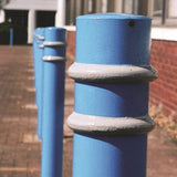GFC-2R-galvanised-steel-ornamental-bollard-cast-iron-cap-powder-coated-black-anti-parking-impact-protection-access-control-security-detterent-posts-bolt-down-ragged-flanged-concrete-in-durable-weather-resistant-rigid-hooks-chains