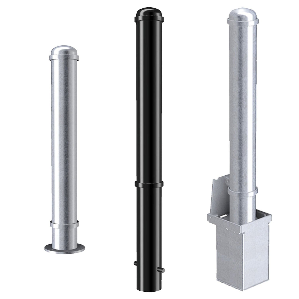 three ornamental bollards