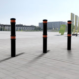 GFC4500-ornamental-galvanised-steel-bollard-ragged-flanged-removable-bolt-down-concrete-cast-in-decorative-outdoor-city-landscaping-parks-urban-architectural-safety-crash-protection-pedestrian-safety-vehicle-access-control-custom-colours-commercial-industrial-security-eyelets-hooks-chains