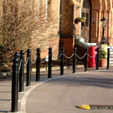 GFC5000-ornamental-galvanised-steel-bollard-ragged-flanged-removable-bolt-down-concrete-cast-in-decorative-outdoor-city-landscaping-parks-urban-architectural-safety-crash-protection-pedestrian-safety-vehicle-access-control-custom-colours-commercial-industrial-security-eyelets-hooks-chains