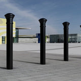 GFC7000-manchester-ornamental-galvanised-steel-bollard-ragged-flanged-removable-bolt-down-concrete-cast-in-decorative-outdoor-city-landscaping-parks-urban-architectural-safety-crash-protection-pedestrian-safety-vehicle-access-control-custom-colours-commercial-industrial-security-eyelets-hooks-chains