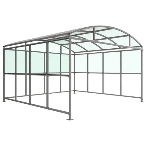 glendale-open-fronted-modular-smoking-shelter-outdoor-area-cigarette-smoke-waterproof-weather-resistant-public-spaces-university-bars-resteraunts-free-standing-galvanised-mild-steel-heavy-duty-durable-commercial-receational-PETG-curved-roof